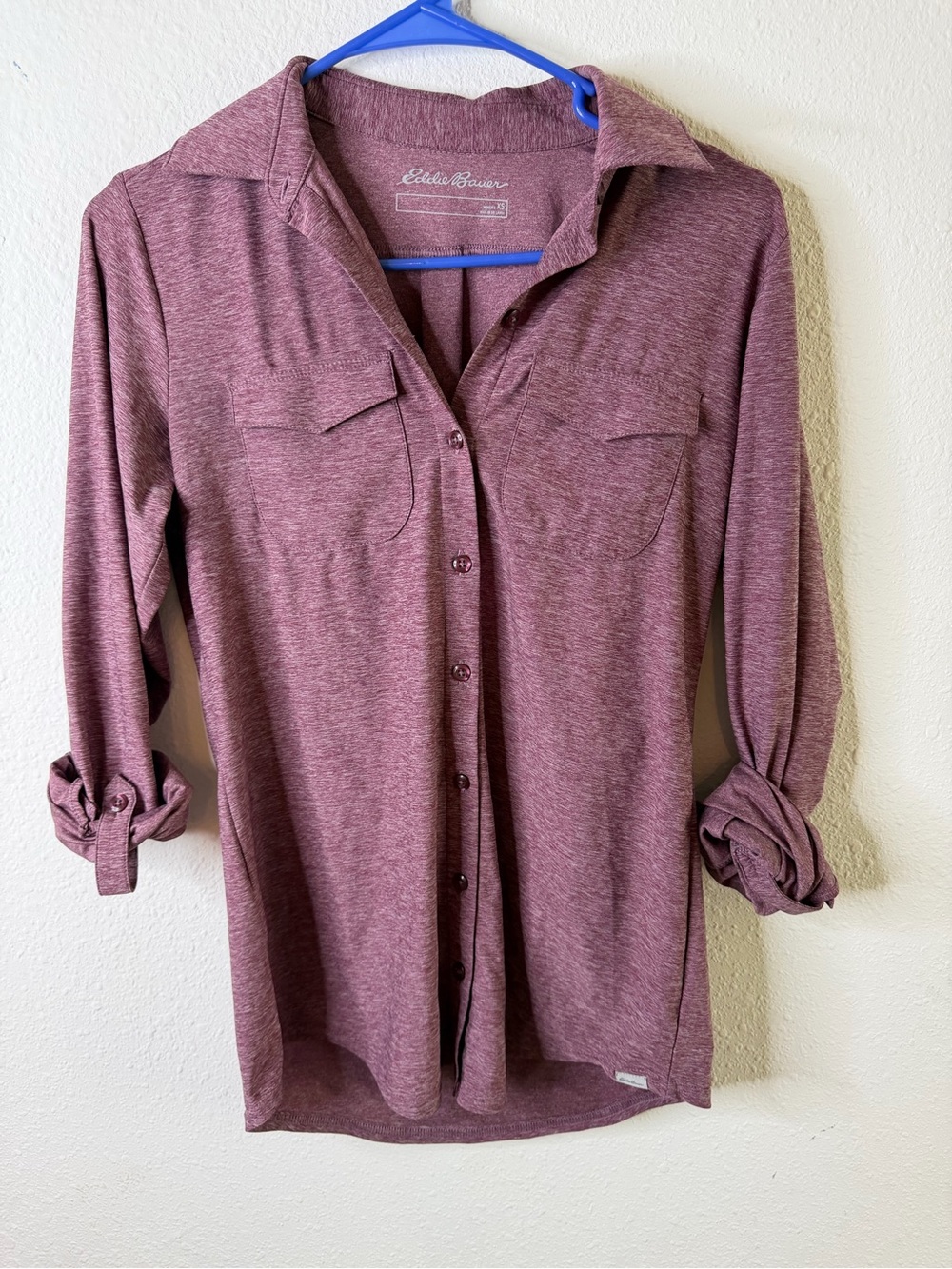 Eddie Bauer Women's Heathered Plum Button-Front Shirt